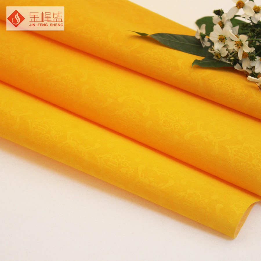 黄色印花植绒布